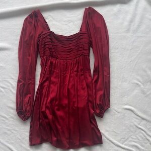Abercrombie & Fitch Rich Red Long Sleeve Dress